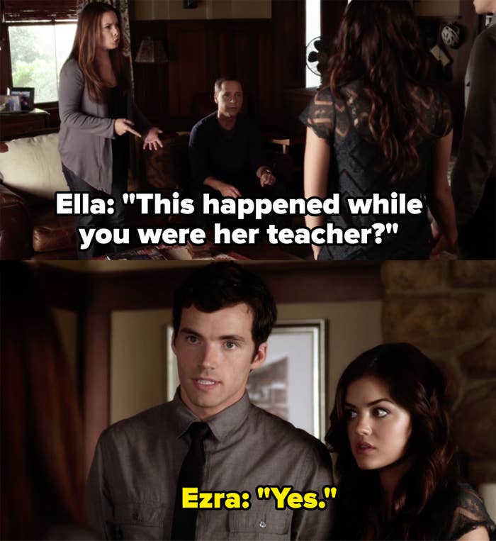 Aria&#x27;s mom incredulously asks Ezra if he got together with Aria while he was her teacher