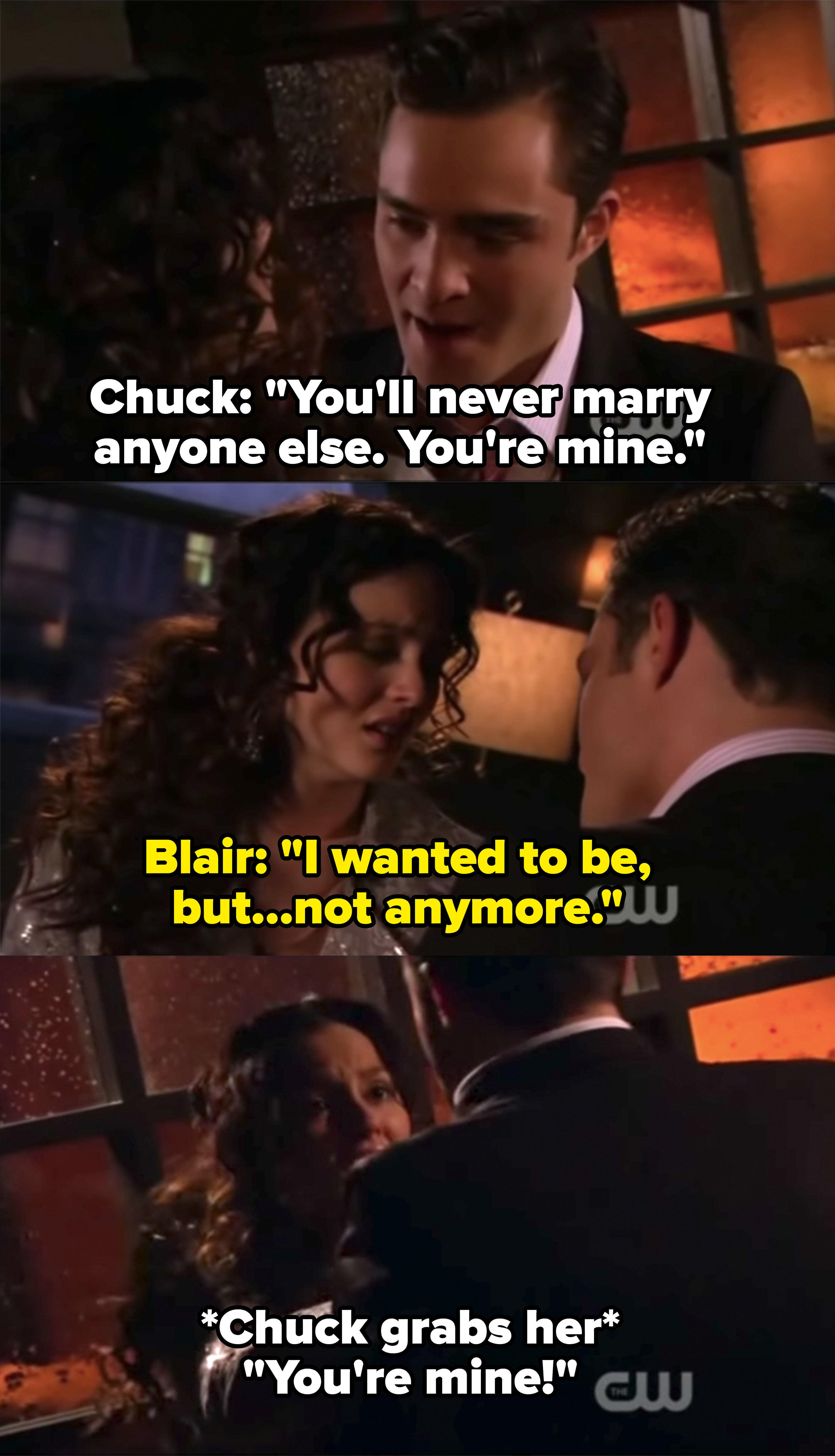 Chuck grabs Blair and says she can&#x27;t marry anyone else because she&#x27;s &quot;his&quot;