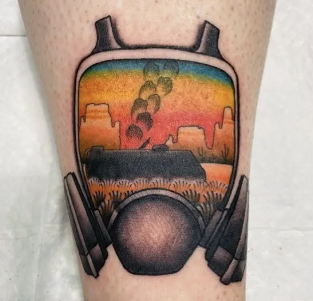 The mask and RV from &quot;Breaking Bad&quot; as an arm tattoo