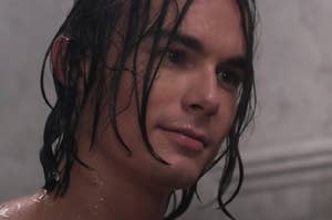 Caleb from "Pretty Little Liars" with wet hair