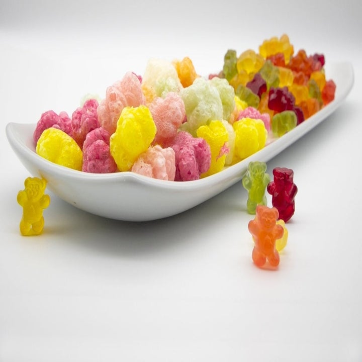 freeze dried gummy bears that look like colorful corn puffs