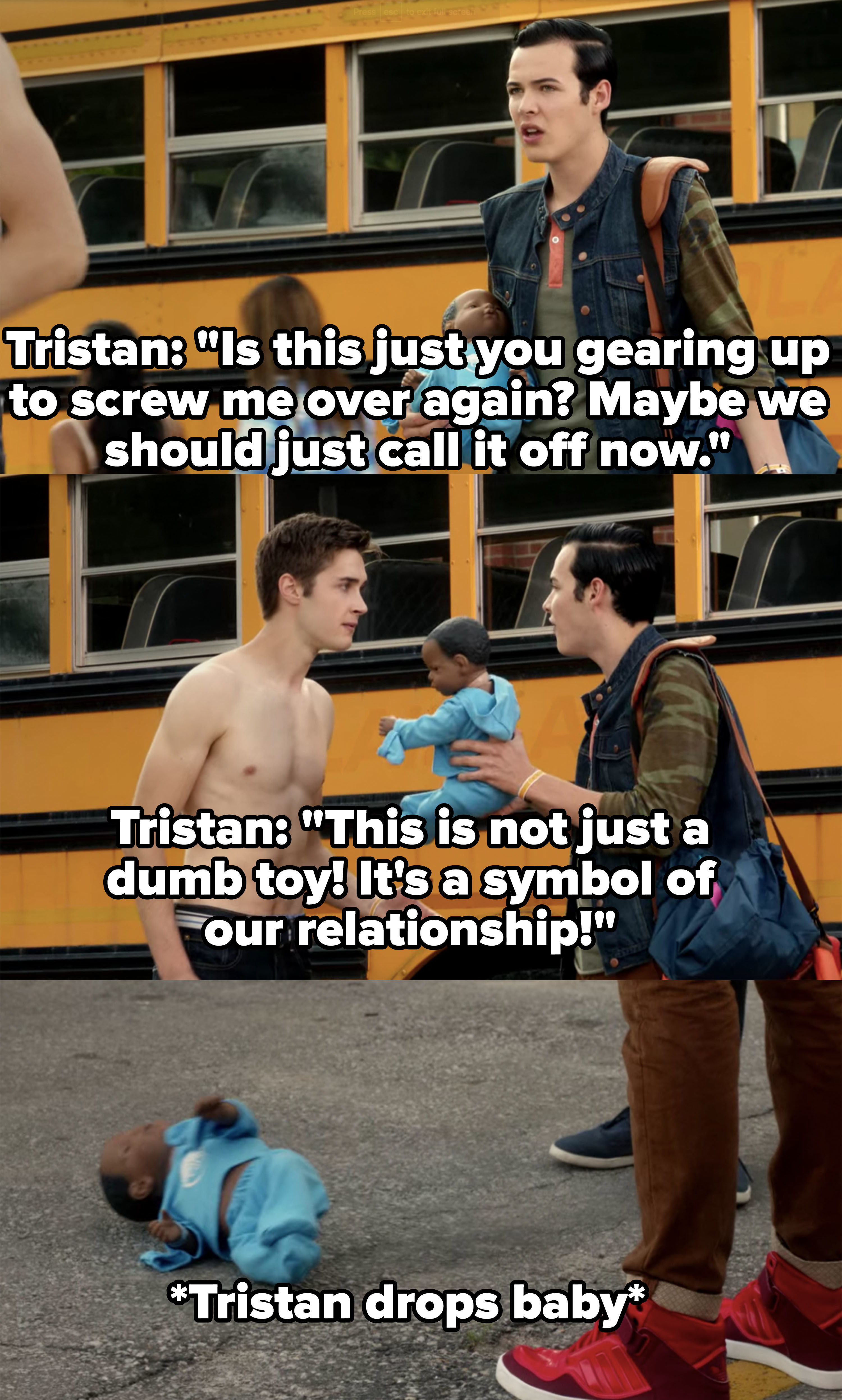Miles and Tristan fight over school project, Tristan calls it a &quot;symbol of their relationship&quot;