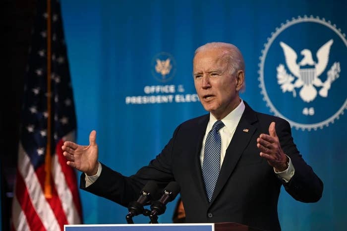 US President-elect Joe Biden speaks at The Queen theater in Wilmington, Delaware