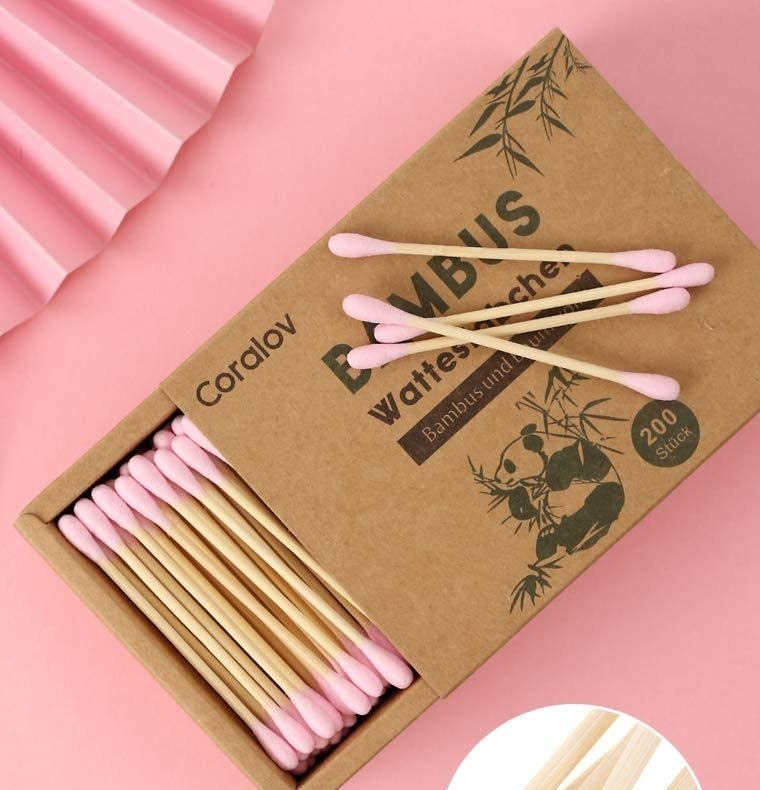 The pack of compostable cotton swabs