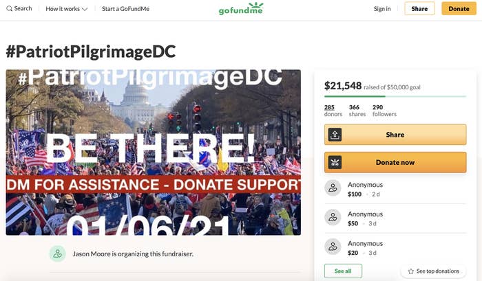 A GoFundMe page called patriotpilgrimageDC