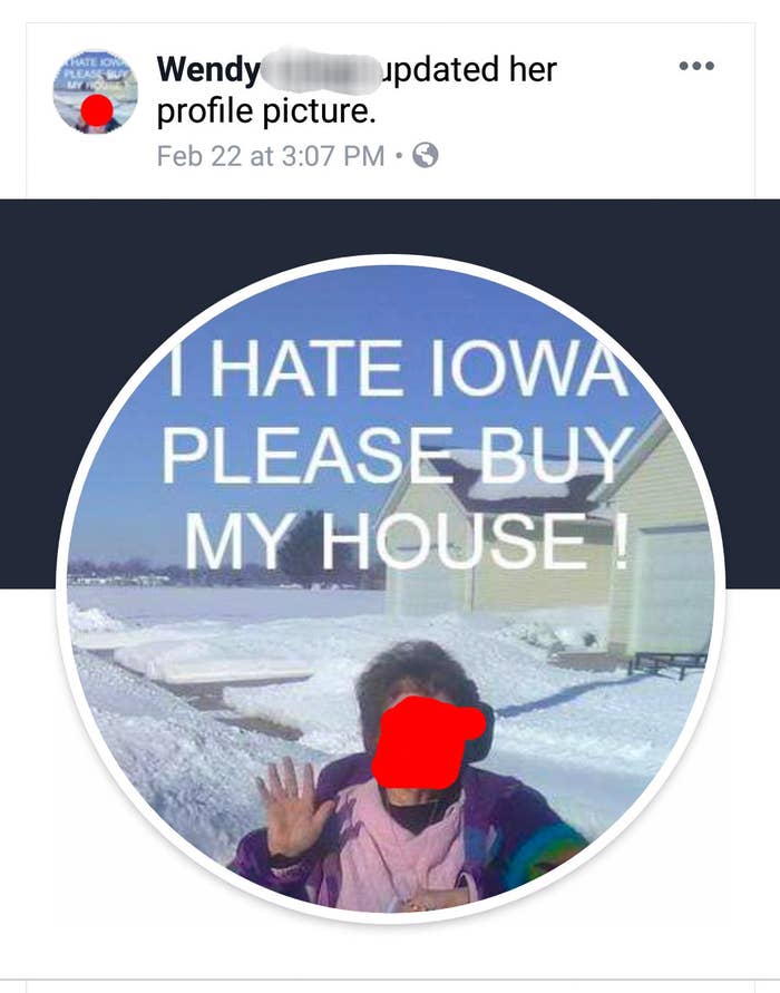 profile pic reading i hate iowa please buy my house
