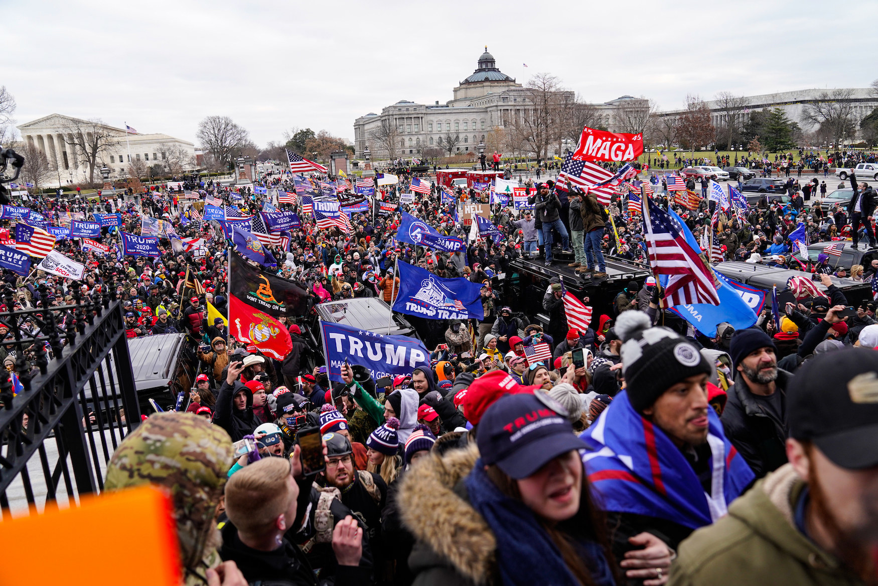 Crowds gather outside the U.S. Capitol for the &quot;Stop the Steal&quot; rally on January 06, 2021 in Washington, DC