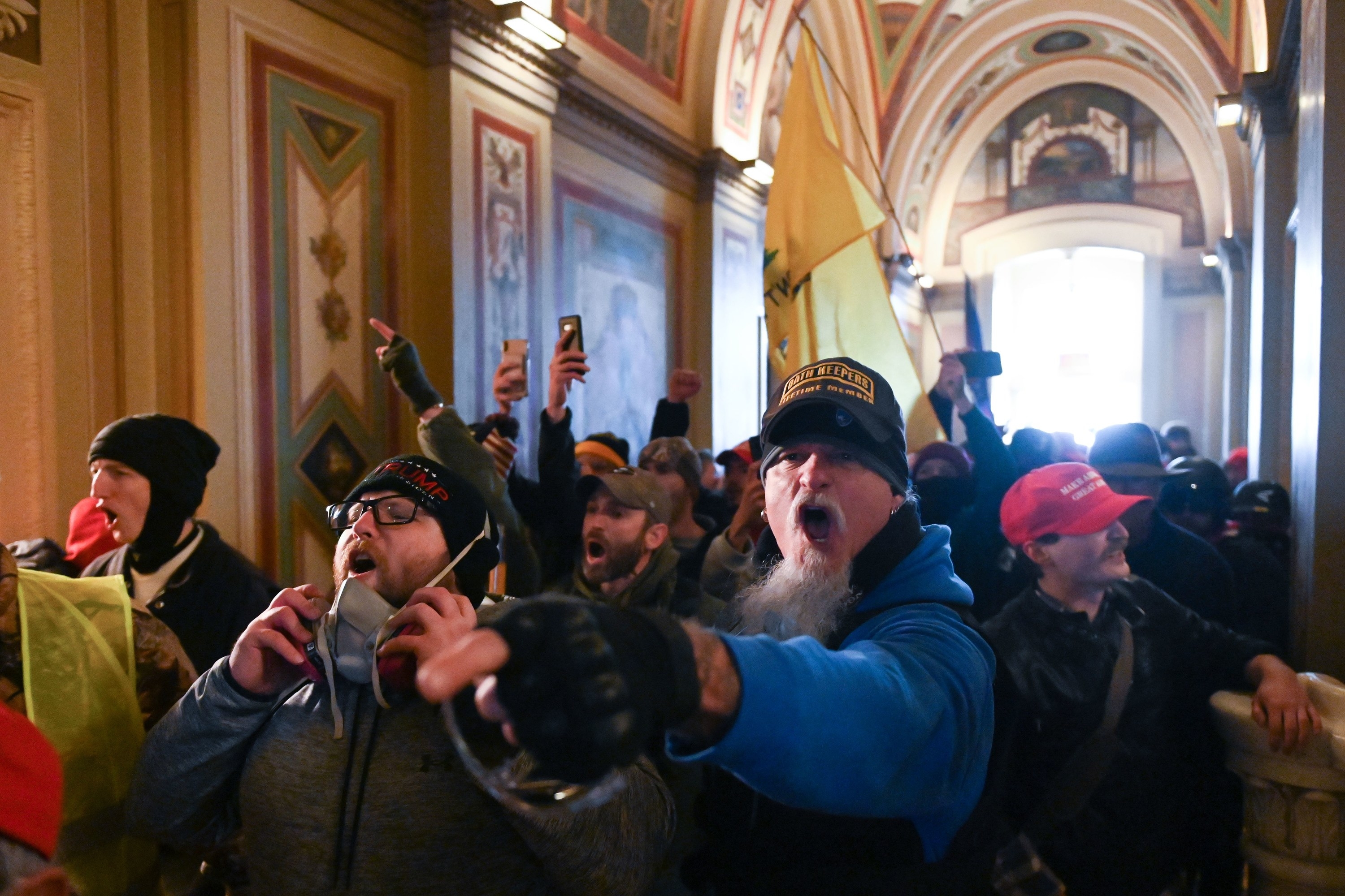 Supporters of US President Donald Trump protest inside the US Capitol on January 6, 2021, in Washington, DC