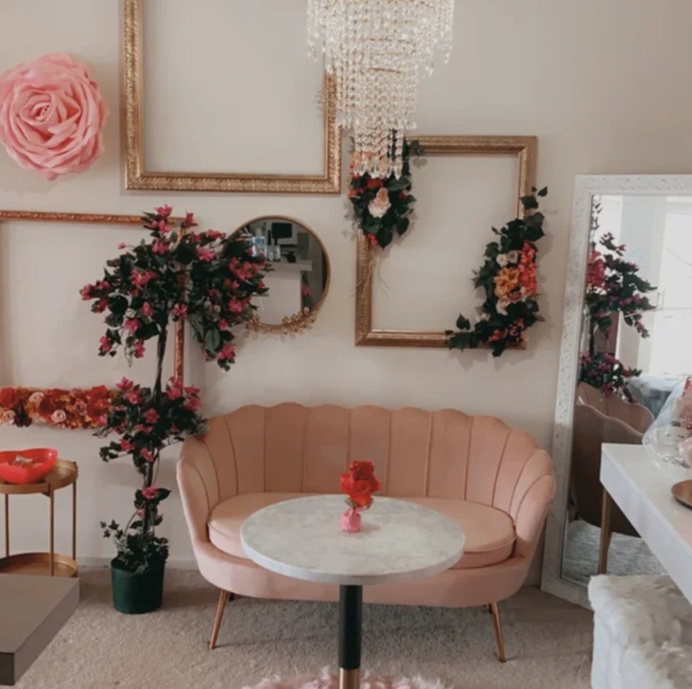 The loveseat in pink