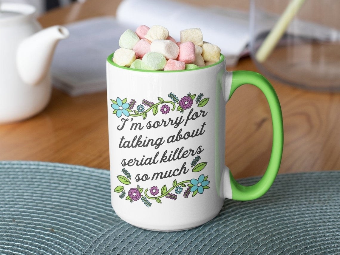 The mug filled with marshmallows on a table