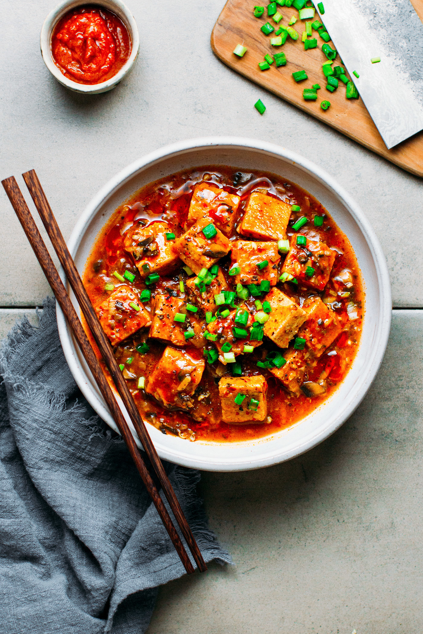 Bowl of mapo tempeh