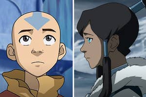 Aang from "Avatar: The Last Airbender" and Korra from "Legend of Korra"