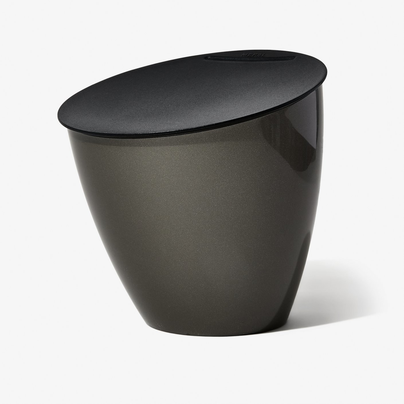 the small black bin with a lid