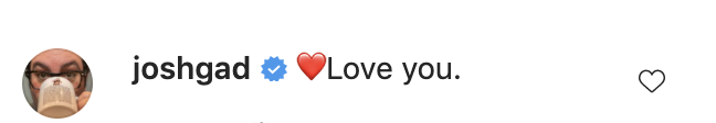 Josh wrote Love you with a red heart emoji