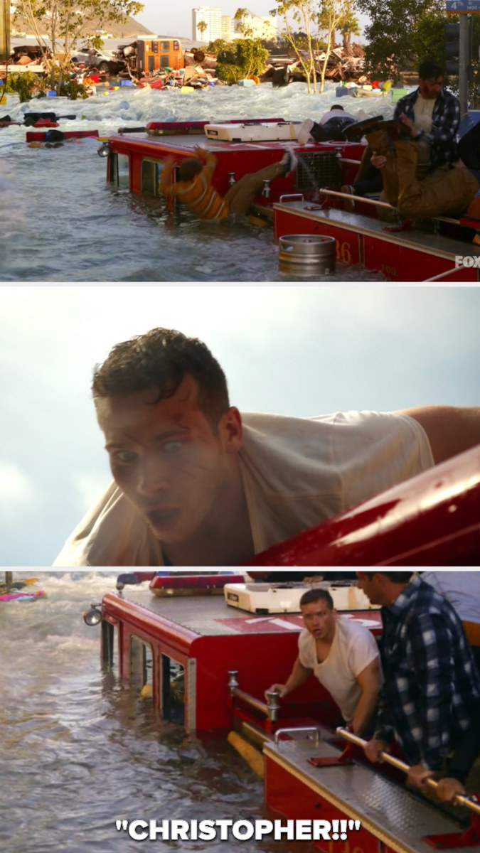 Christopher falls in the water, and Eddie screams out his name