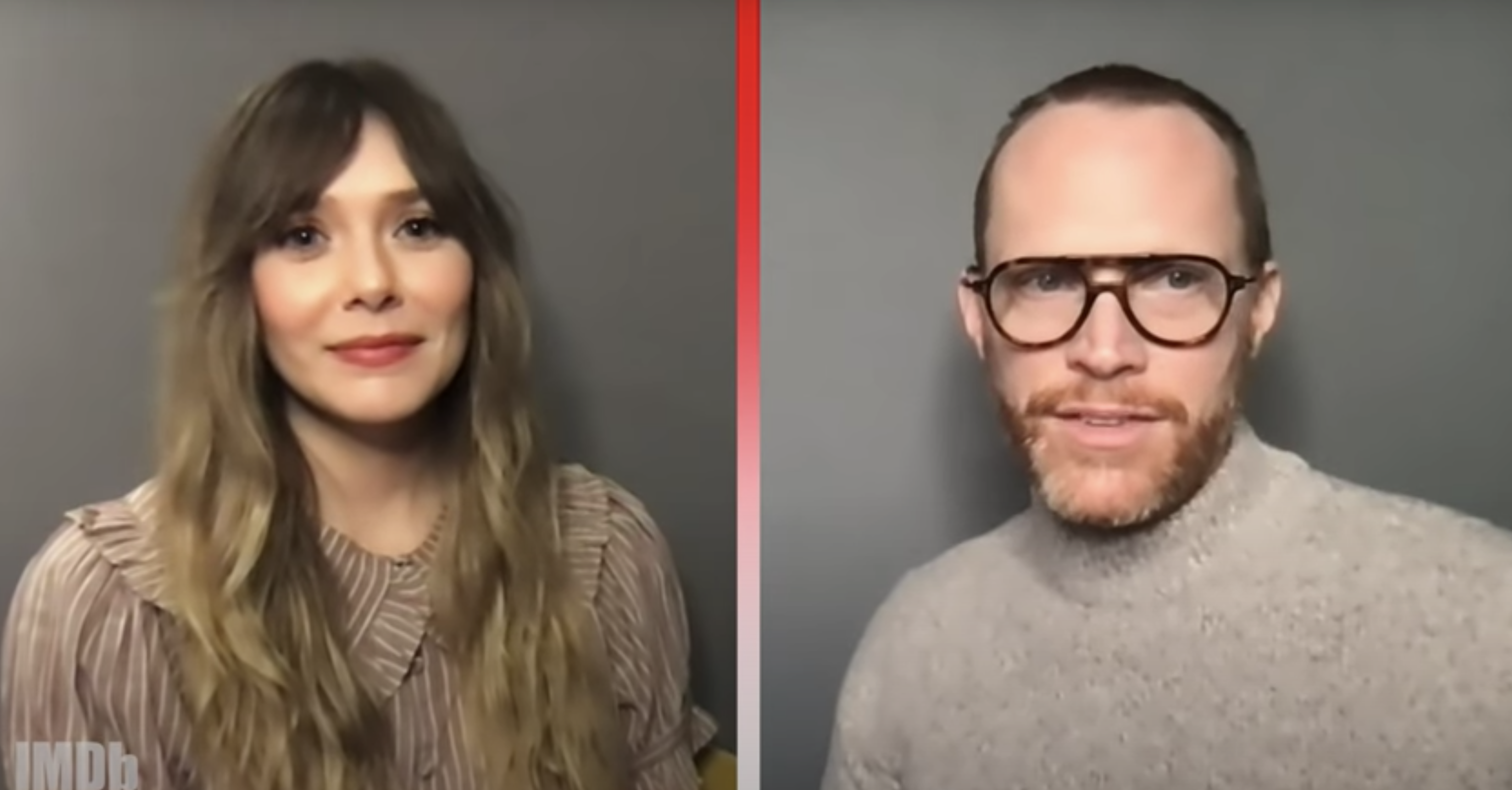 Elizabeth Olsen and Paul Bettany talking