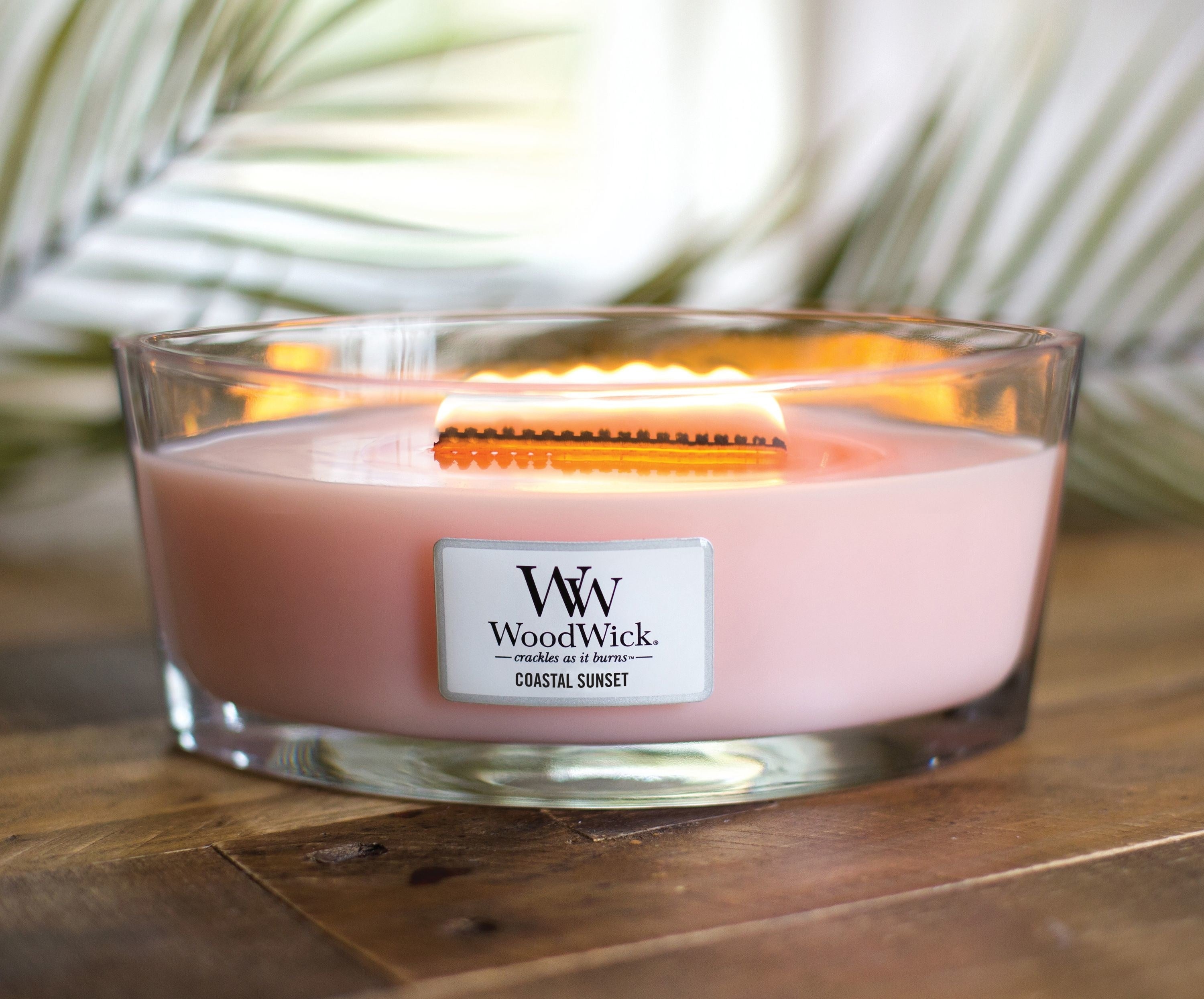 pink coastal sunset woodwick candle