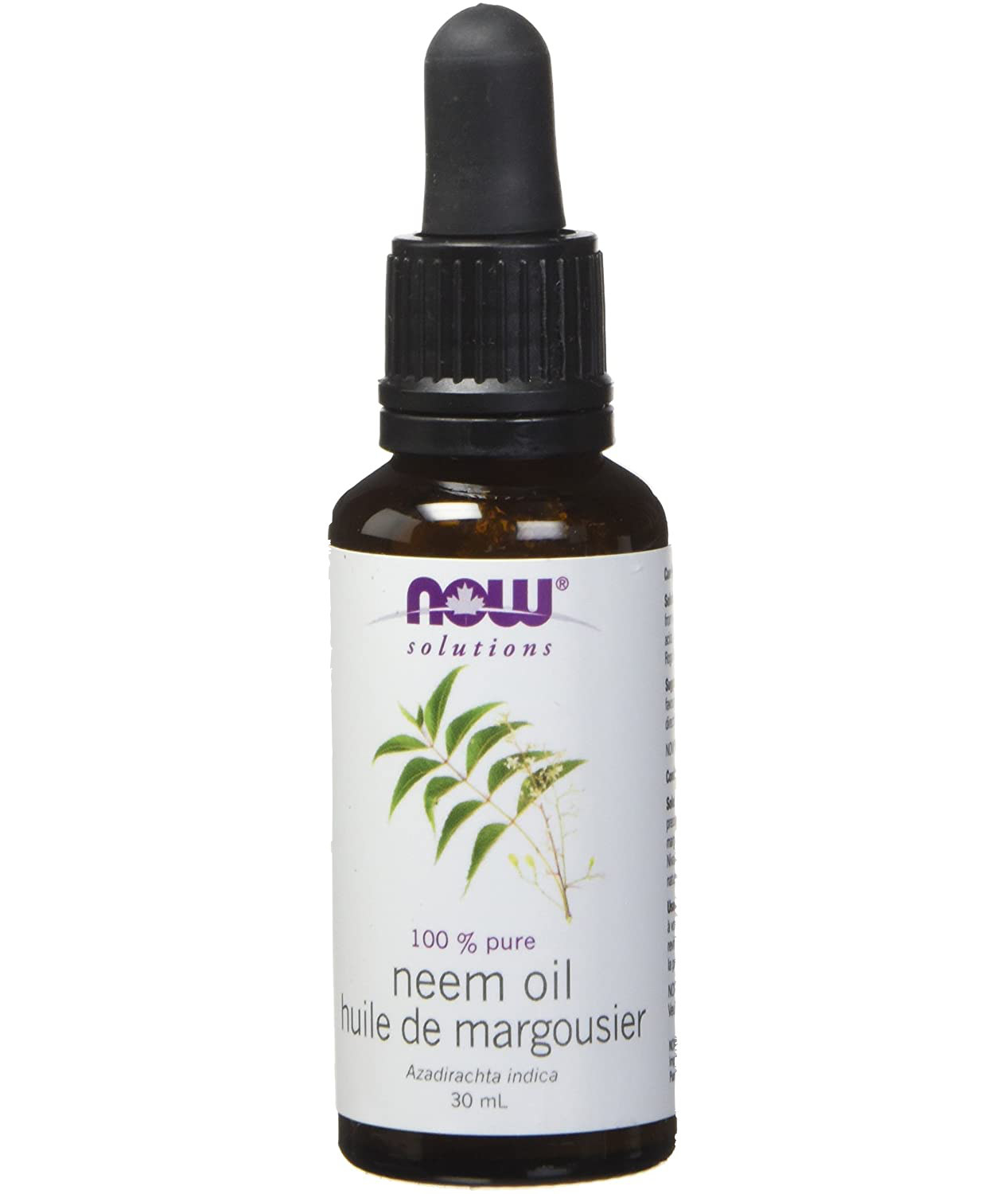 A dropper bottle of 100% pure neem oil 