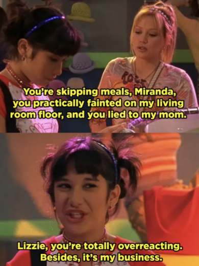 Lizzie confronting Miranda about her skipping meals