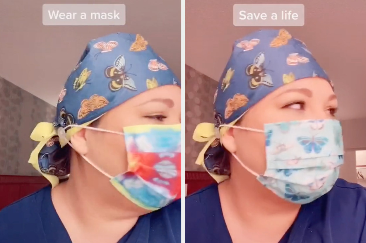 Savanna wearing a mask, captioned &quot;Wear a mask. Save a life&quot;