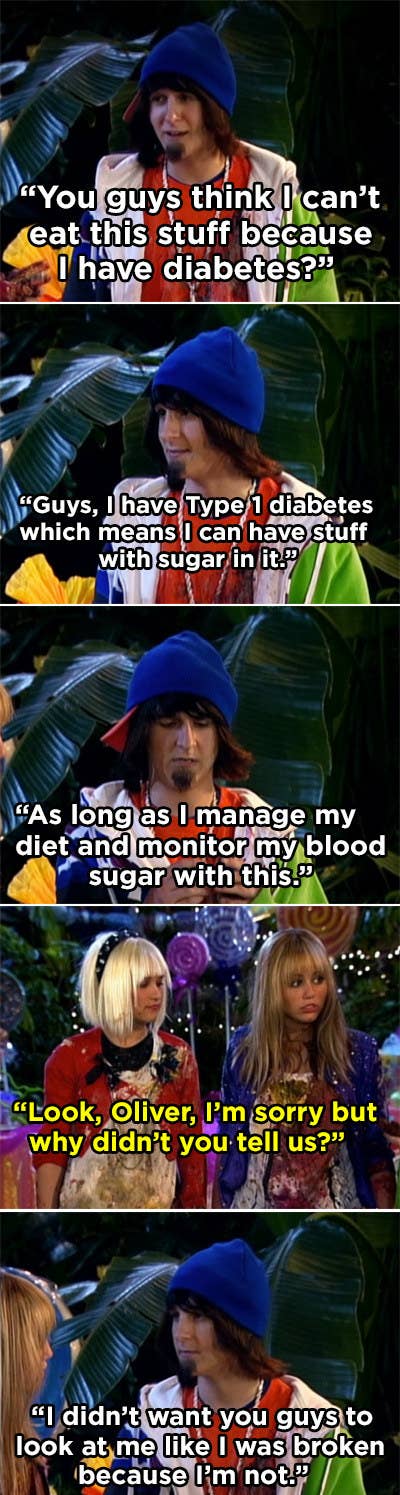 Oliver explaining his diabetes to Lilly and Miley
