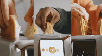 gif of smart toaster being used to toast an english muffin