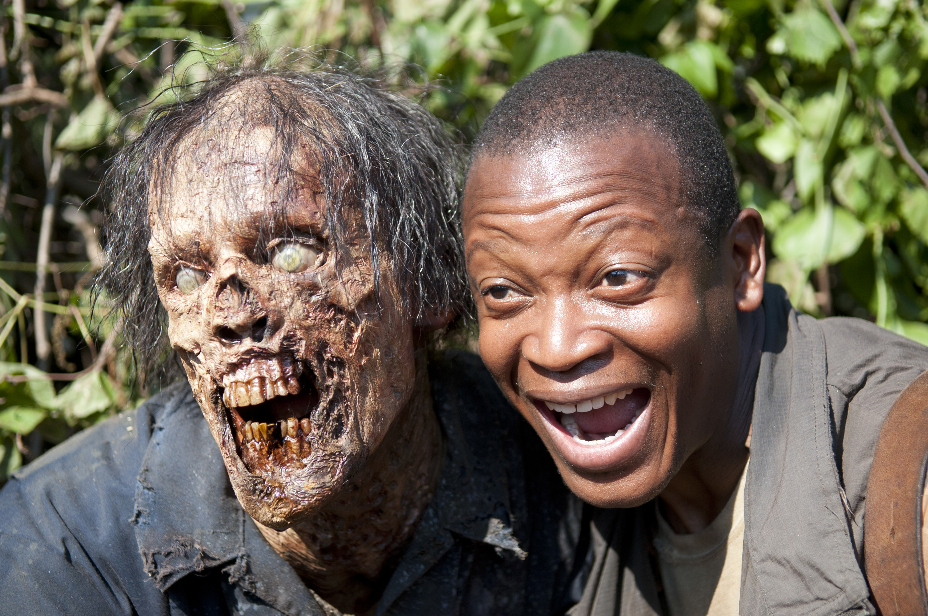 Bob Stookey posing with a zombie