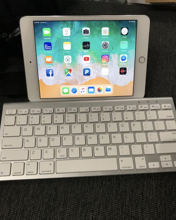 reviewer using bluetooth keyboard with ipad 