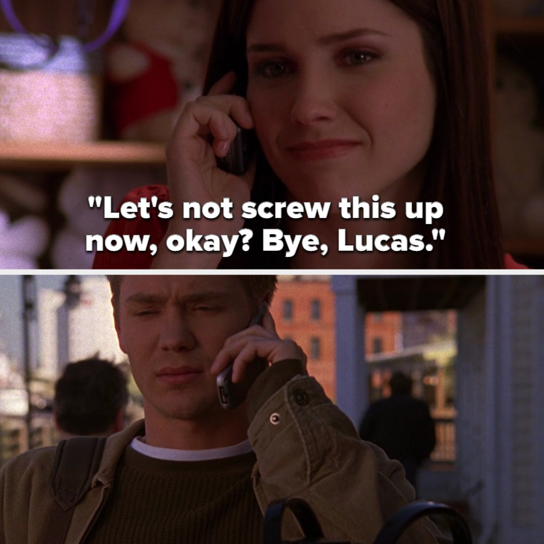 Brooke crying on the phone saying they shouldn&#x27;t screw this up then saying bye to Lucas