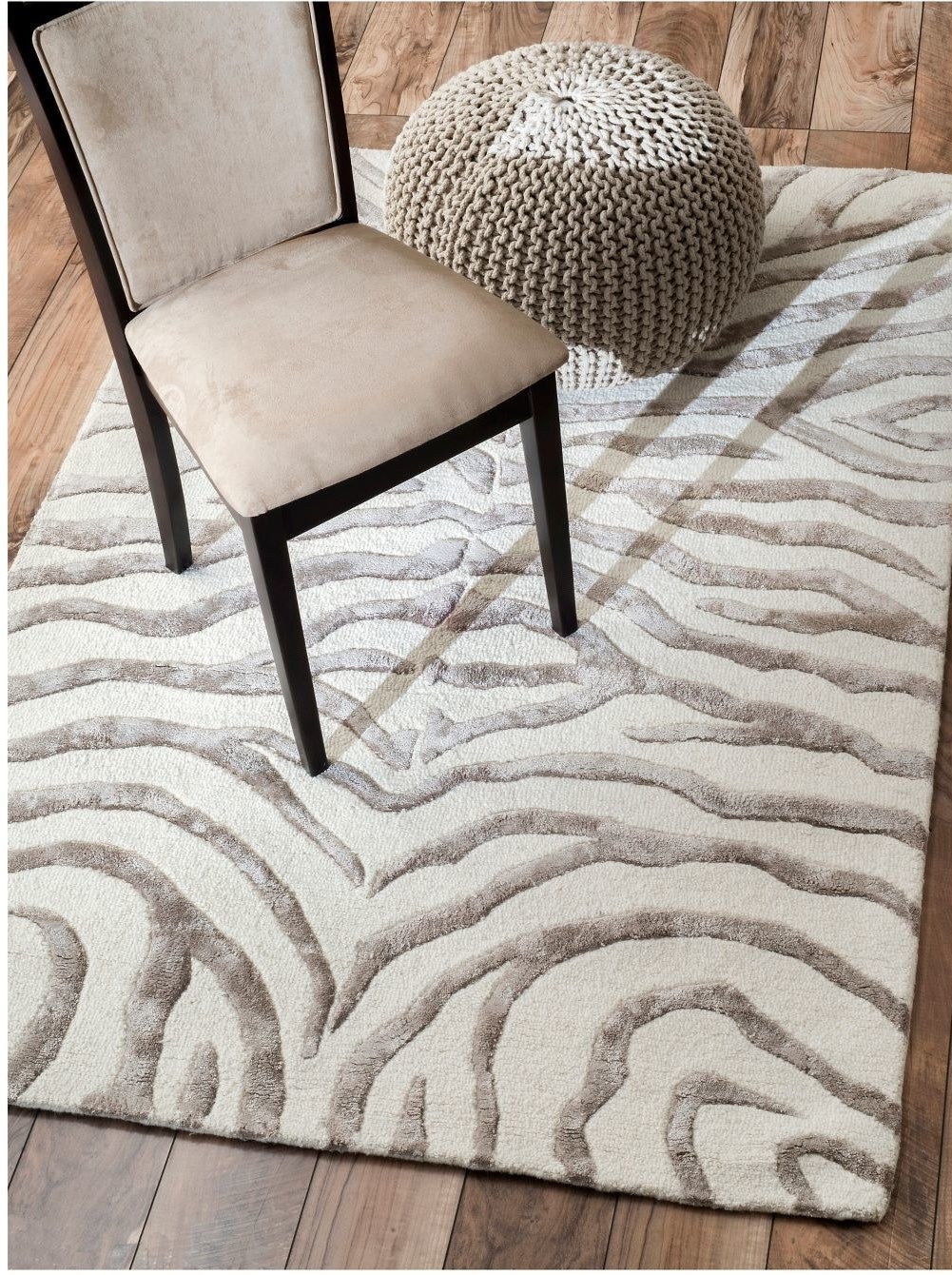 gray zebra rug