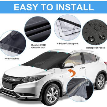 diagram showing easy installation for windshield cover