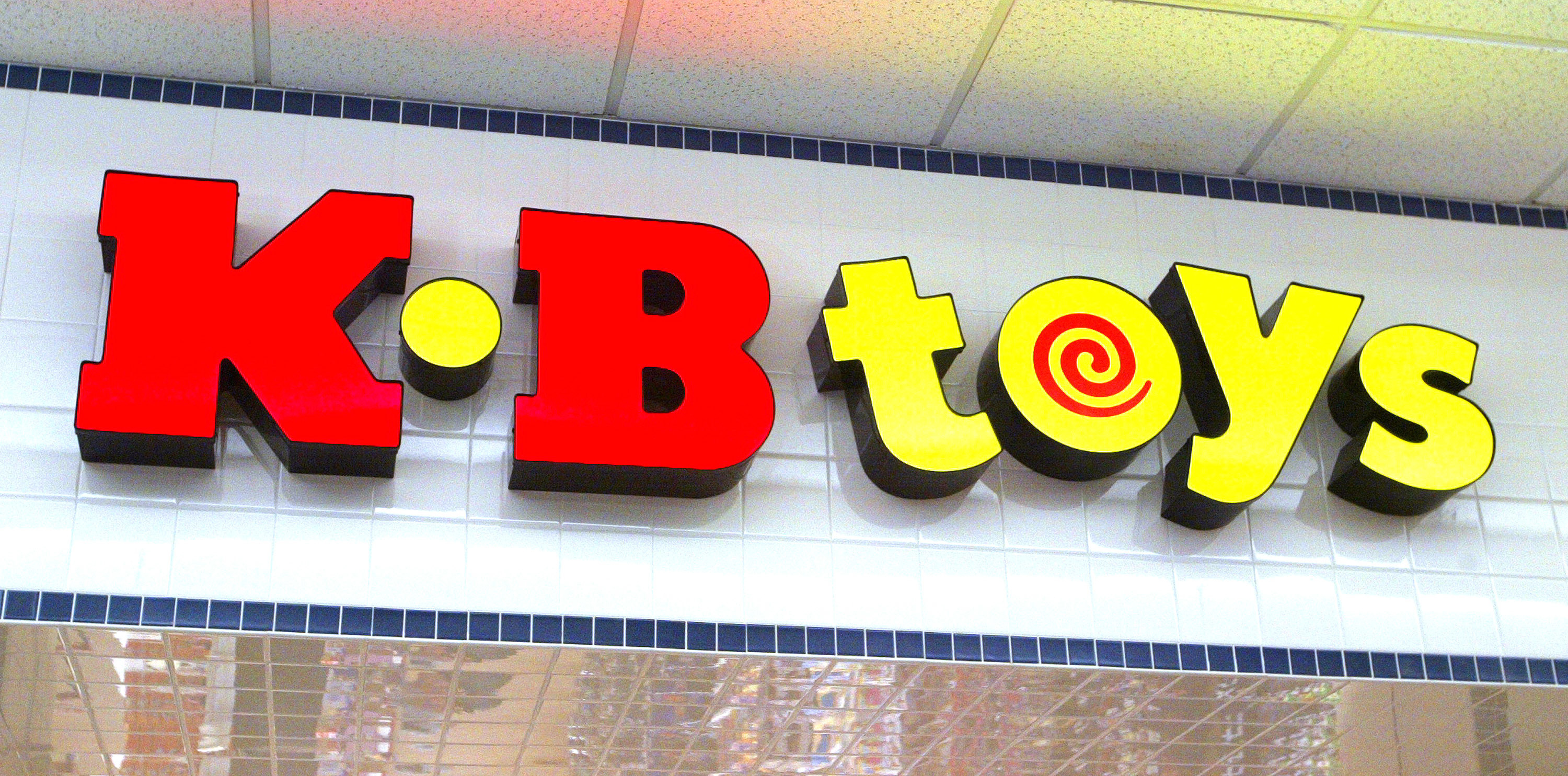 The red and yellow sign for KB Toys 