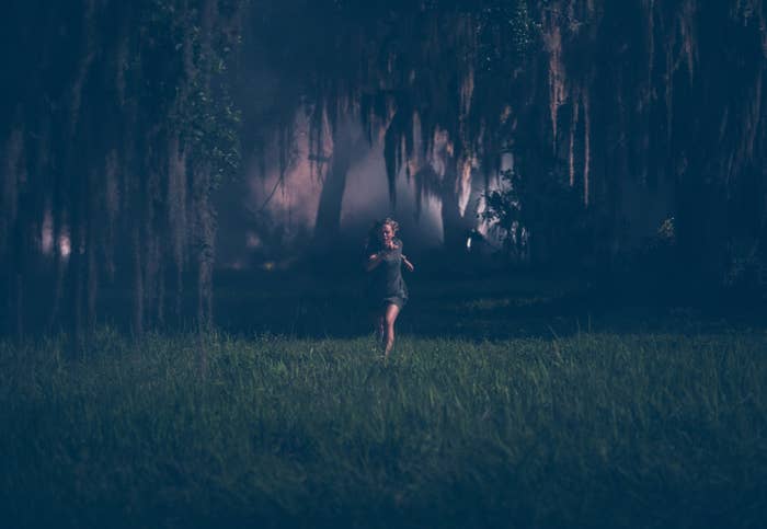 A woman running through a field in 'Fear of Rain'