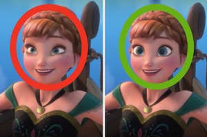 Does Anna have small eyes or large eyes?