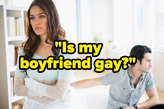 A woman looking concerned with the caption "Is my boyfriend gay?"