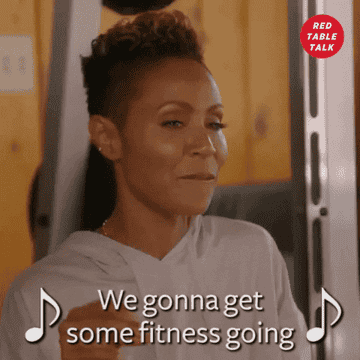 A scene from &quot;Red Table Talk&quot; where Jada says, &quot;We gonna get some fitness going&quot;