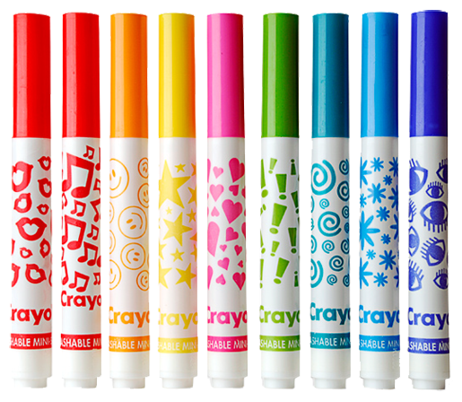 10 Caryola Stamp Markers set up in the color order of a rainbow