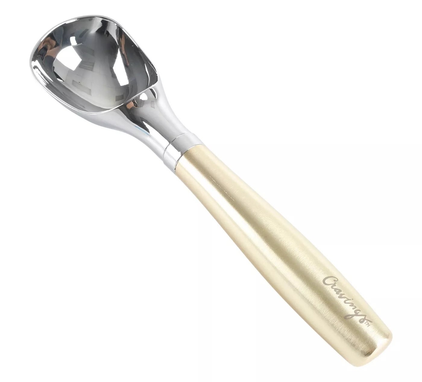 silver and gold ice cream scoop