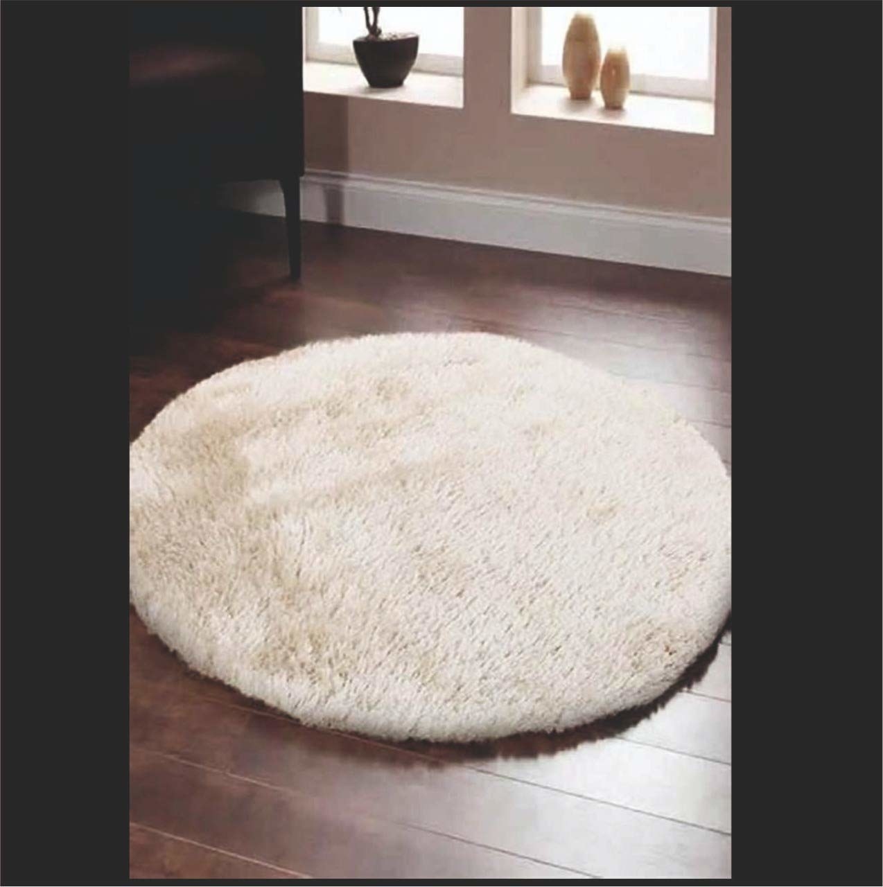 A white faux fur rug 