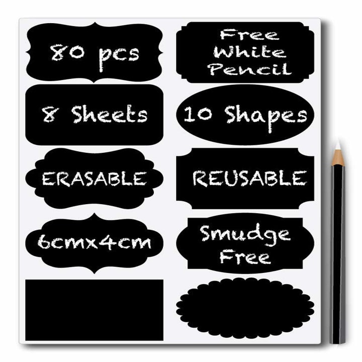 A set of black chalkboard stickers