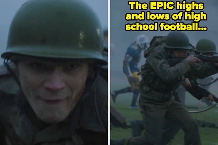 Archie fighting a war on the Riverdale high football field 