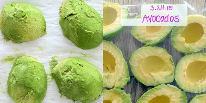 Frozen avocado halves.