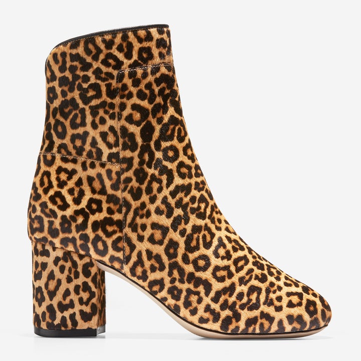 leopard-print bootie with pointed toe