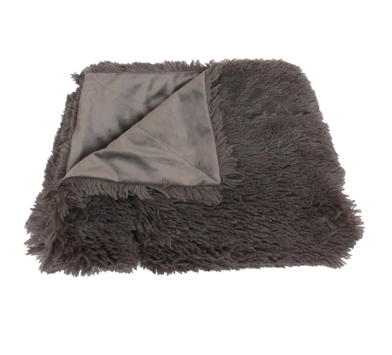 The faux fur blanket in gray