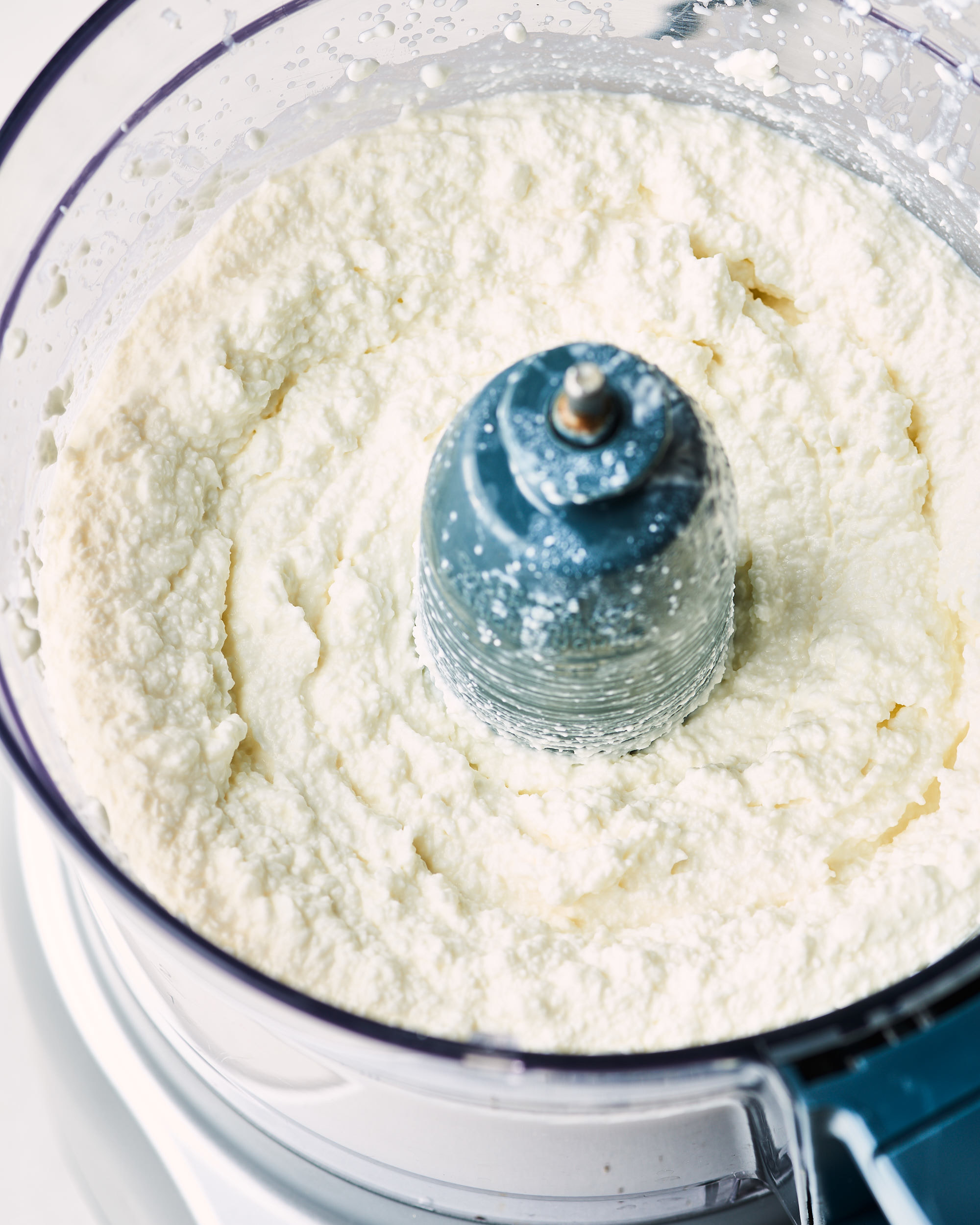Cottage cheese in a food processor.