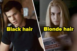 Jacob Black labeled "black hair" and Rosalie Hale labeled "blonde hair"