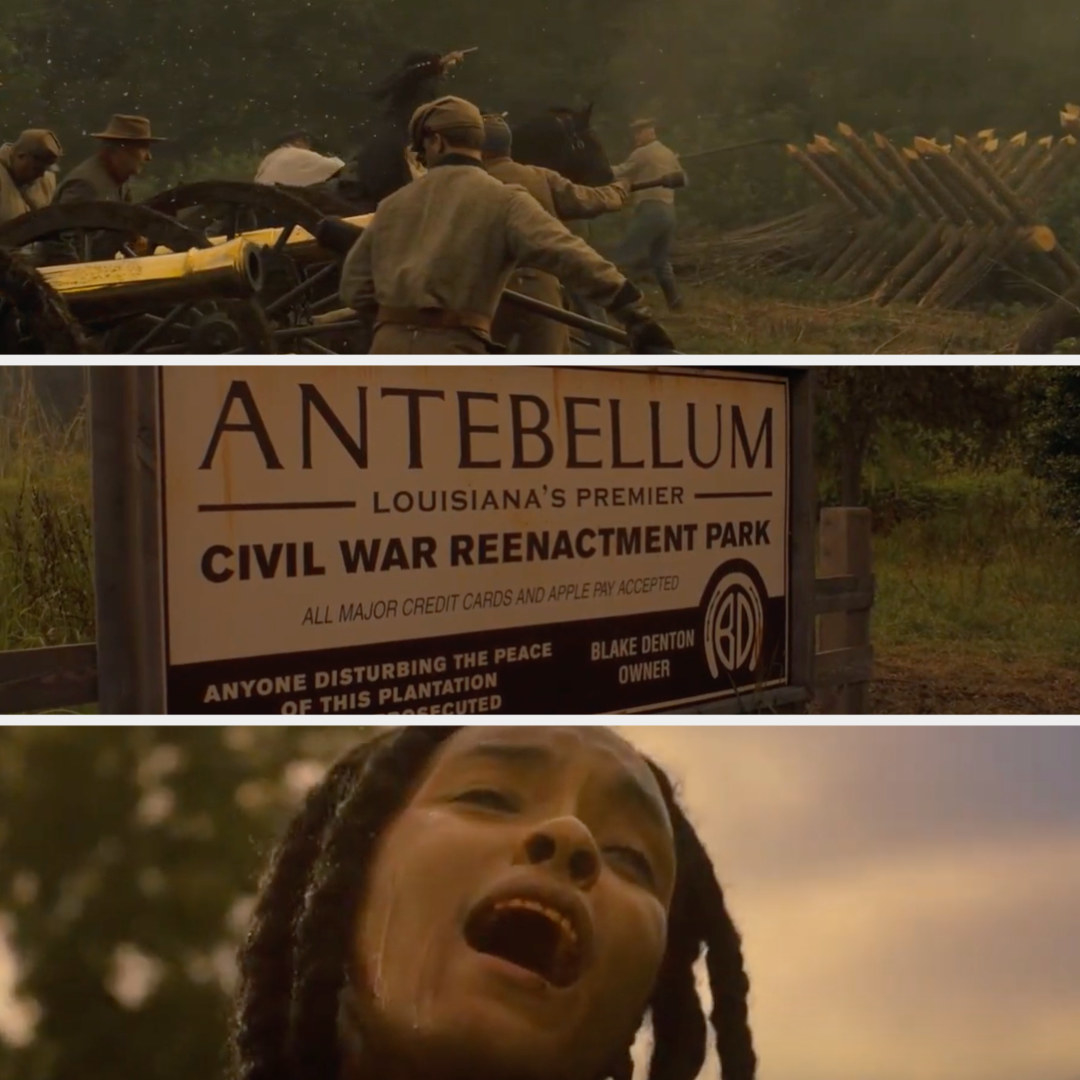 Veronica races by war reenactors and out of the park, seeing a sign that calls it &quot;Antebellum, Louisiana&#x27;s premier Civil War reenactment park&quot;