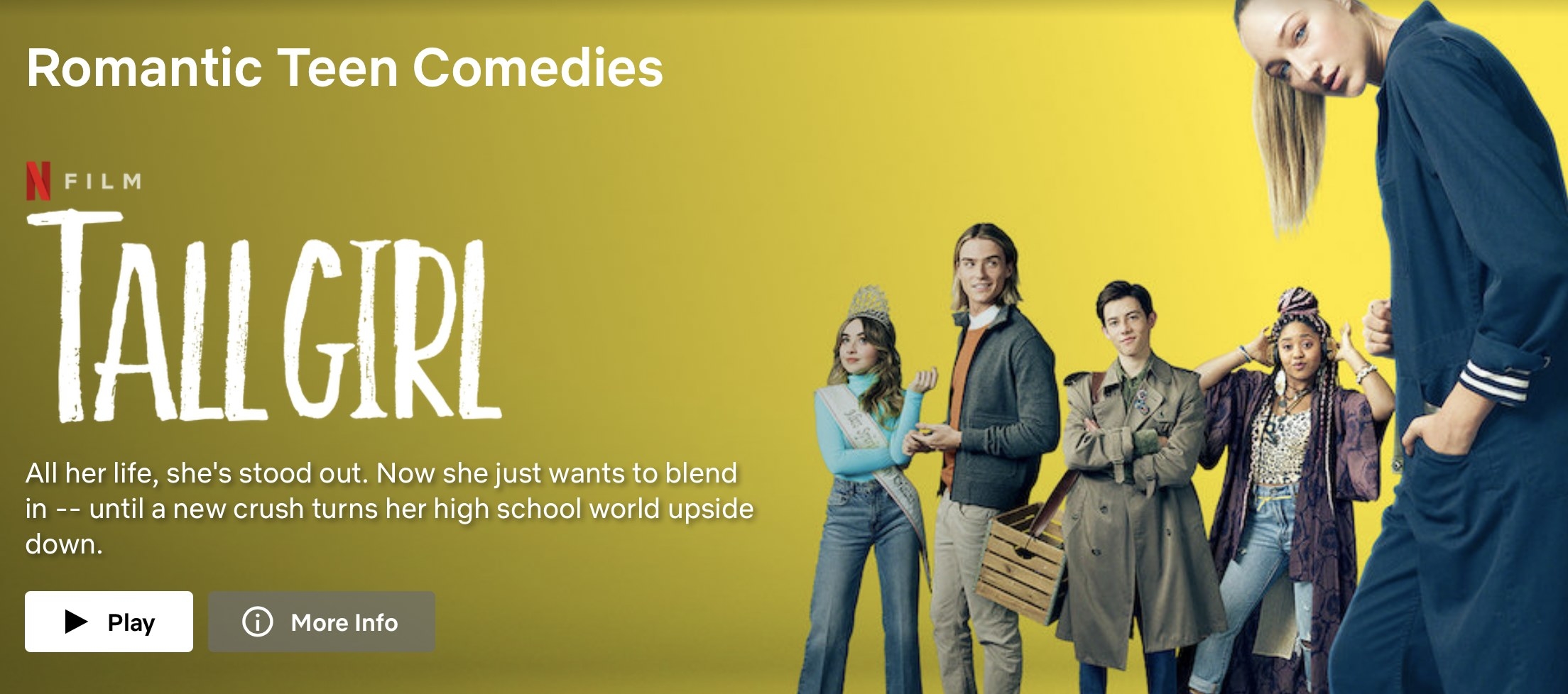 The cover of Romantic Teen Comedies with &quot;Tall Girl&quot; on it 