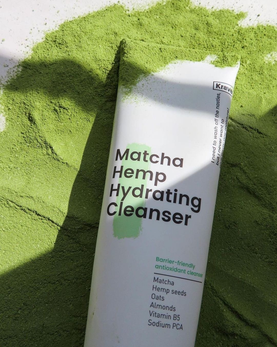 cleanser on top of matcha powder