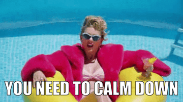 Taylor Swift singing, &quot;You need to calm down&quot; in her music video for the song